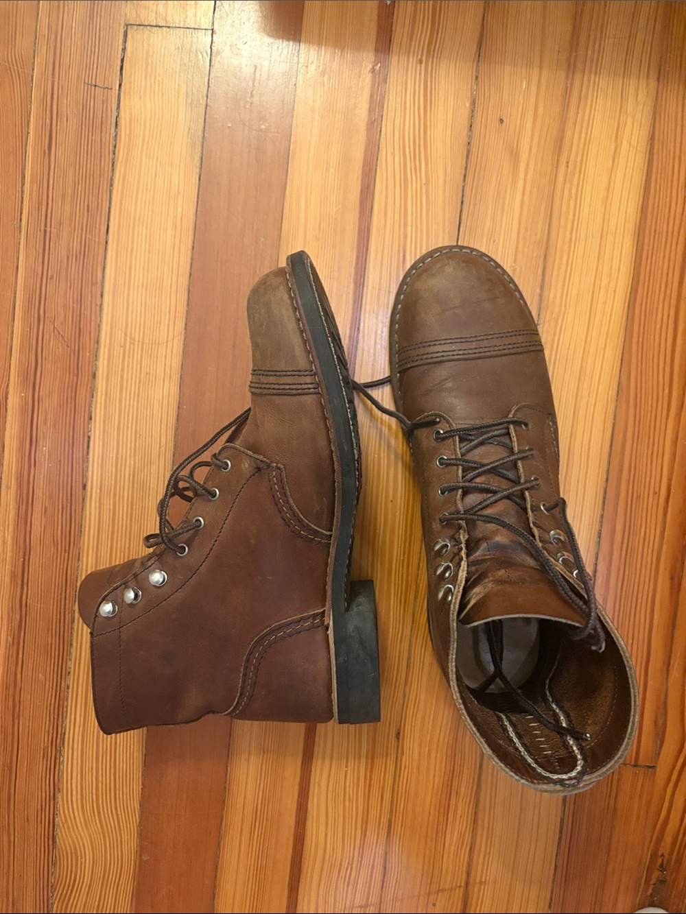 Women’s Brown Leather Lace-Up Work Boots